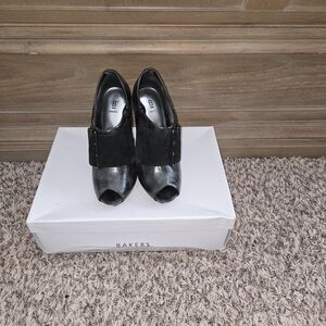 Bakers Black Peep-Toe Ankle Boots